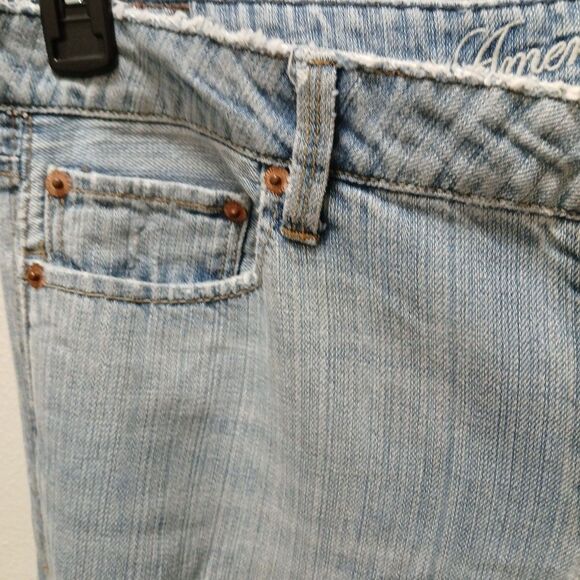 American eagle True Boot light denim distressed Holes destroyed jeans size 10R - Picture 13 of 16